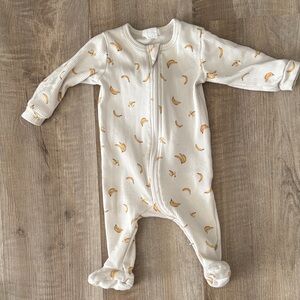 Petit Lem Cream Footed One-Piece with Yellow Banana Print